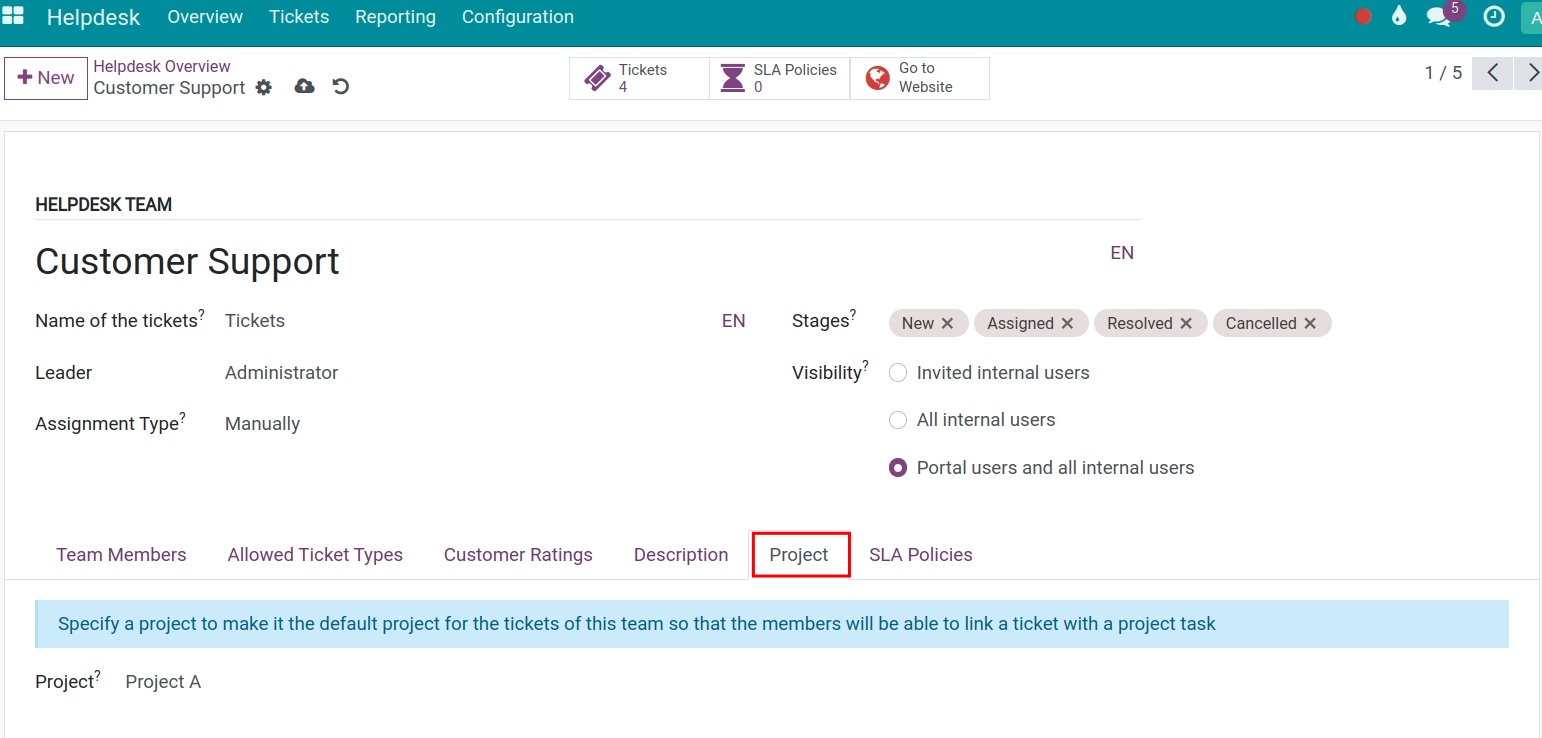 Timesheets integration with the Helpdesk Viindoo