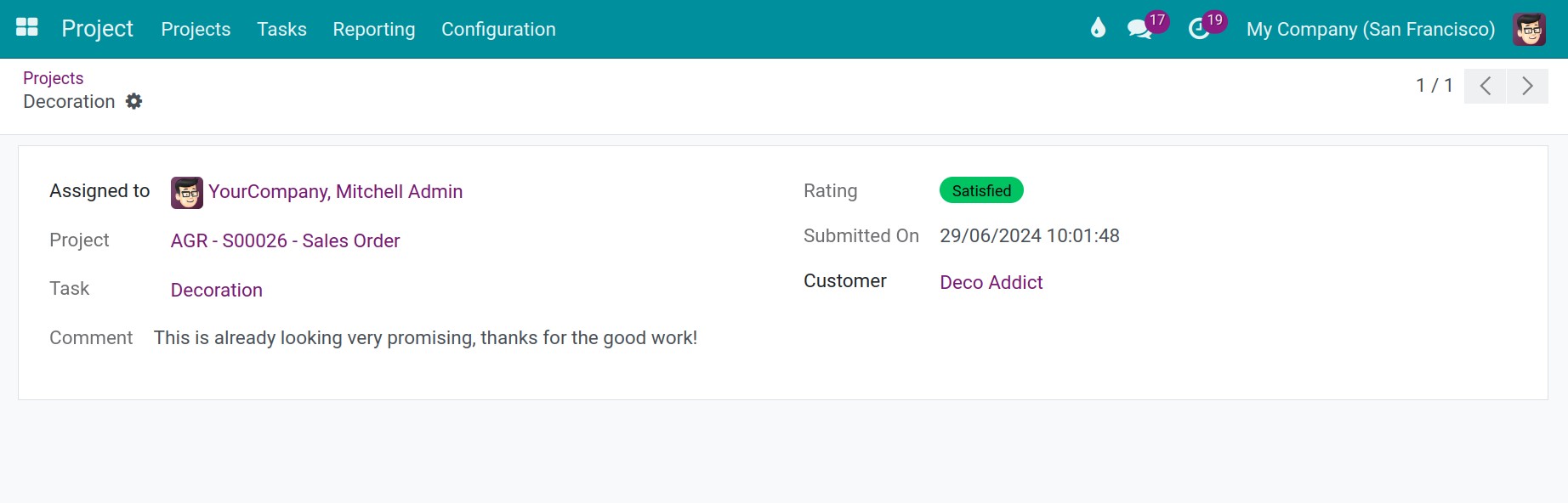 Rating percentage in detail
