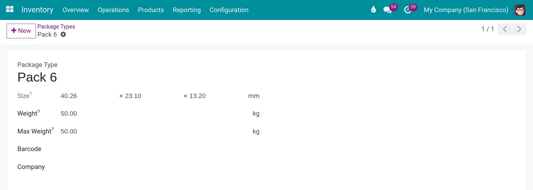 Creating the package types in Viindoo Stock Management module