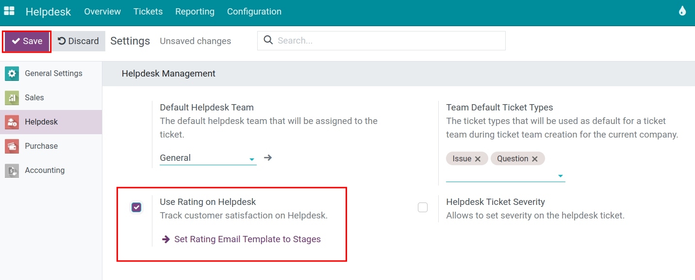 Enable rating feature based on customer's needs.
