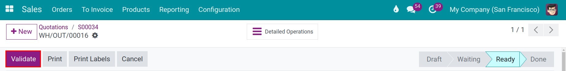 Confirm Stock delivery order