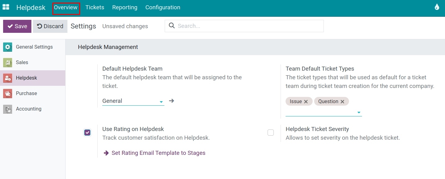 Edit team on the overview view Helpdesk Viindoo