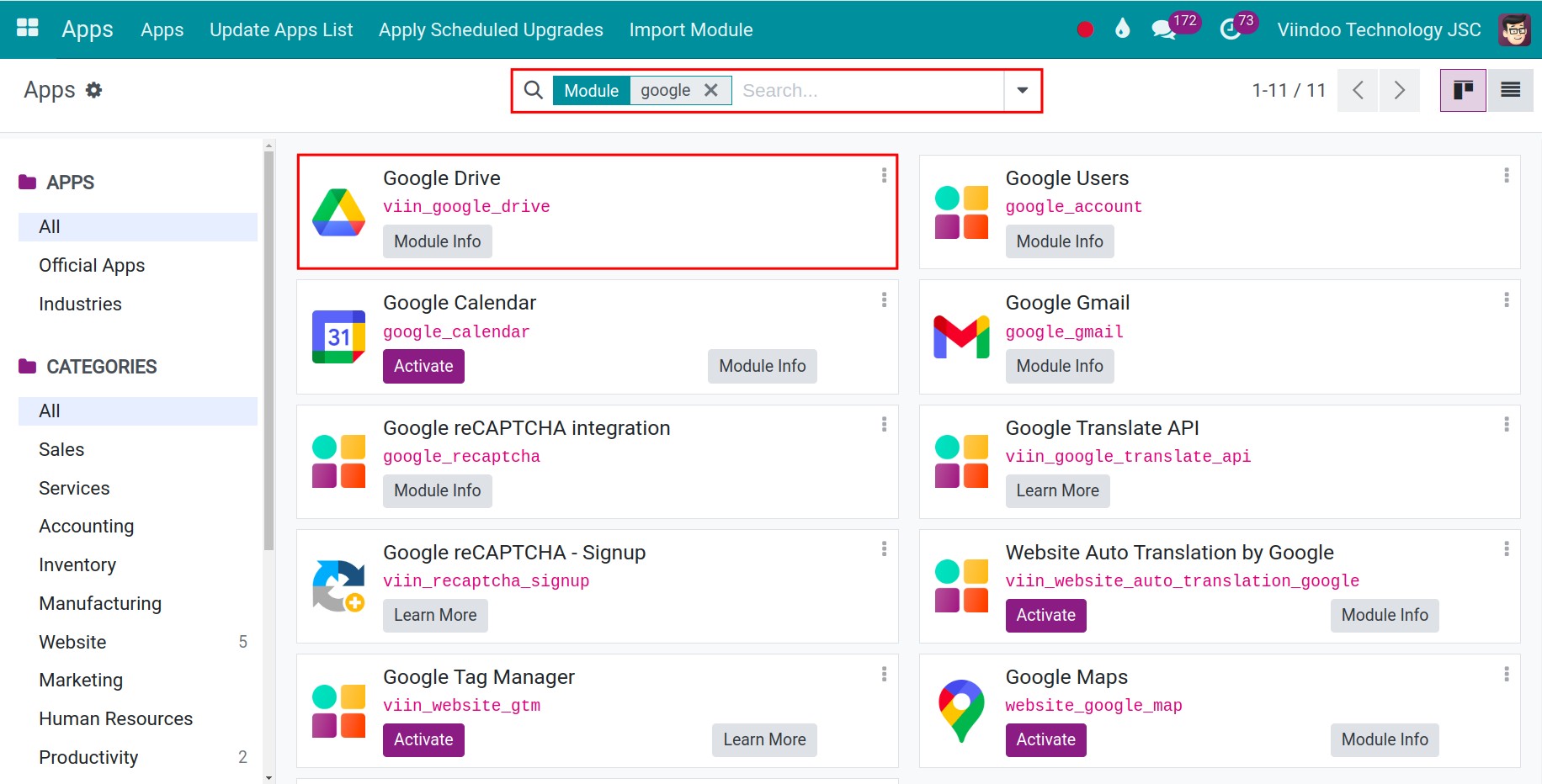 Create a new template Google Drive Viindoo