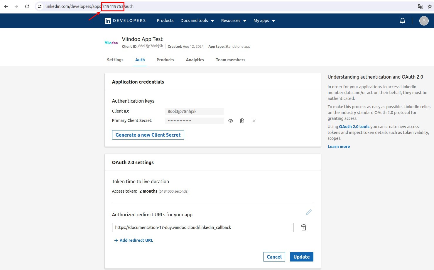 ApplicationId of application on Linkedin
