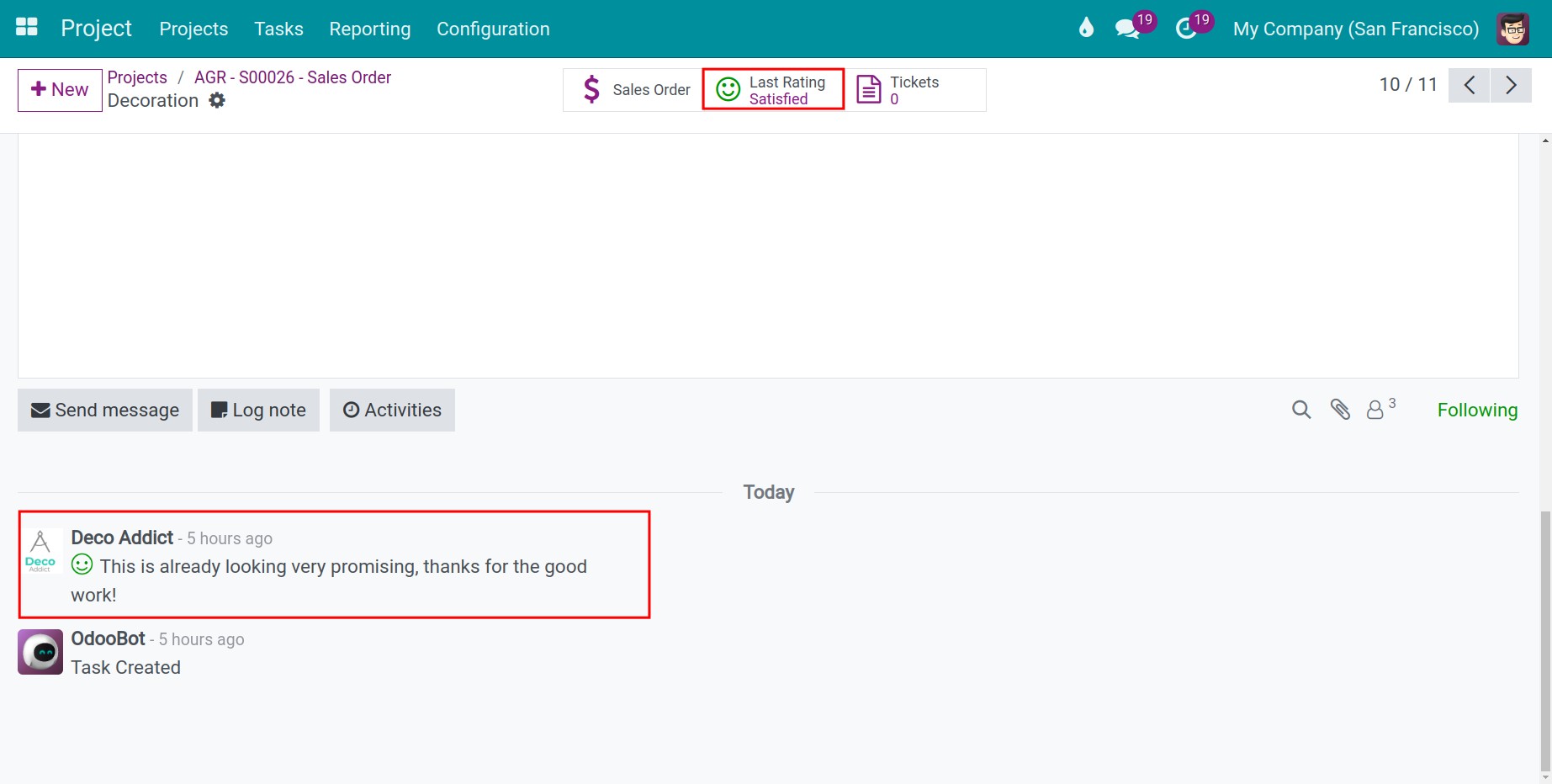 Customer review history