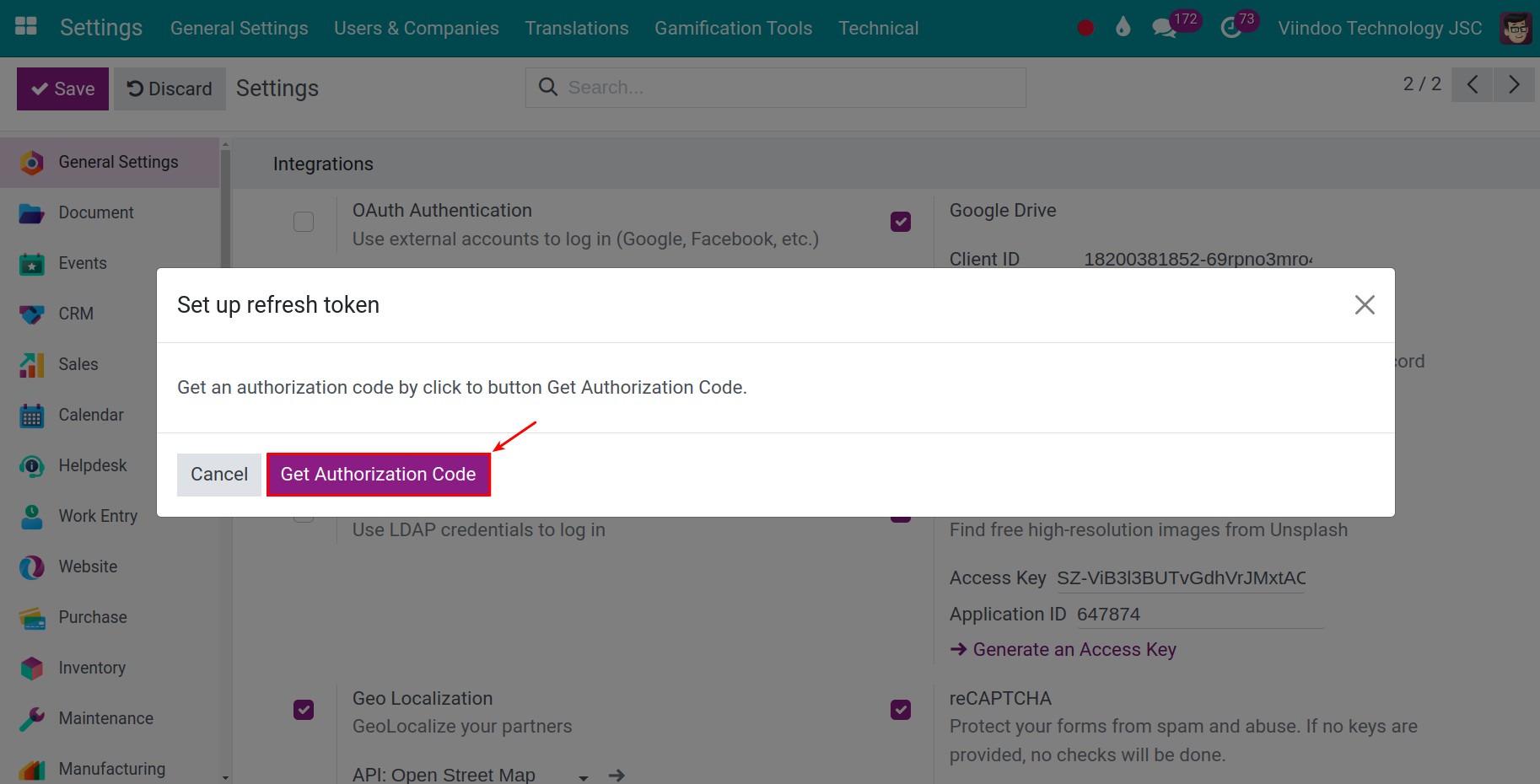 Create a new template Google Drive Viindoo