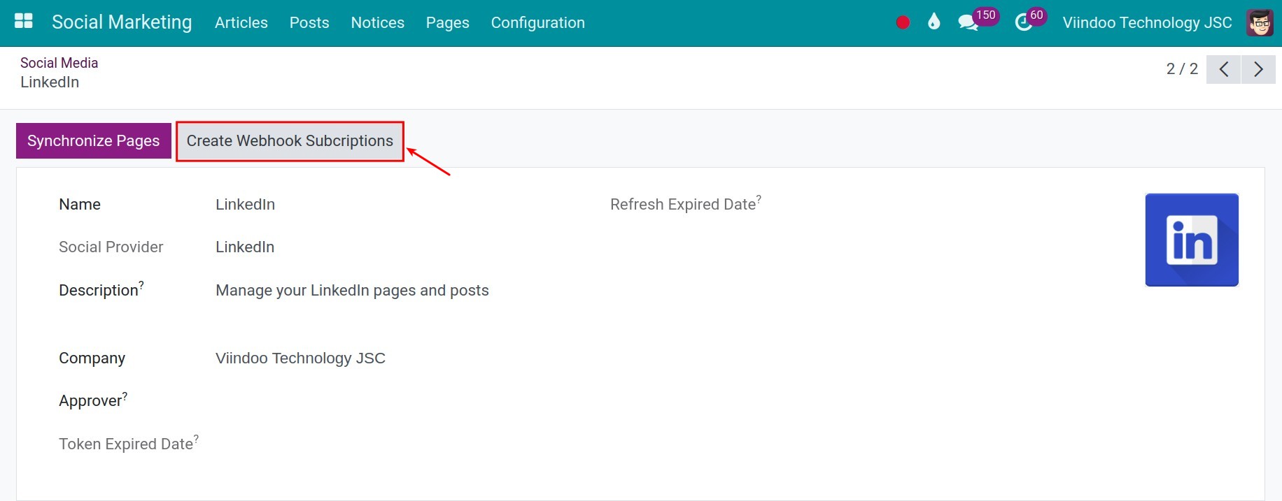 Create Webhook Subcriptions