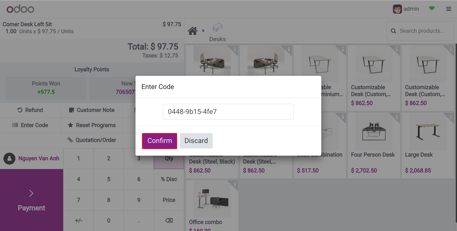 enter next order coupon program on pos