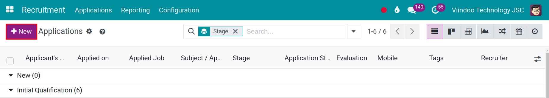 Create applicant for a specific job position