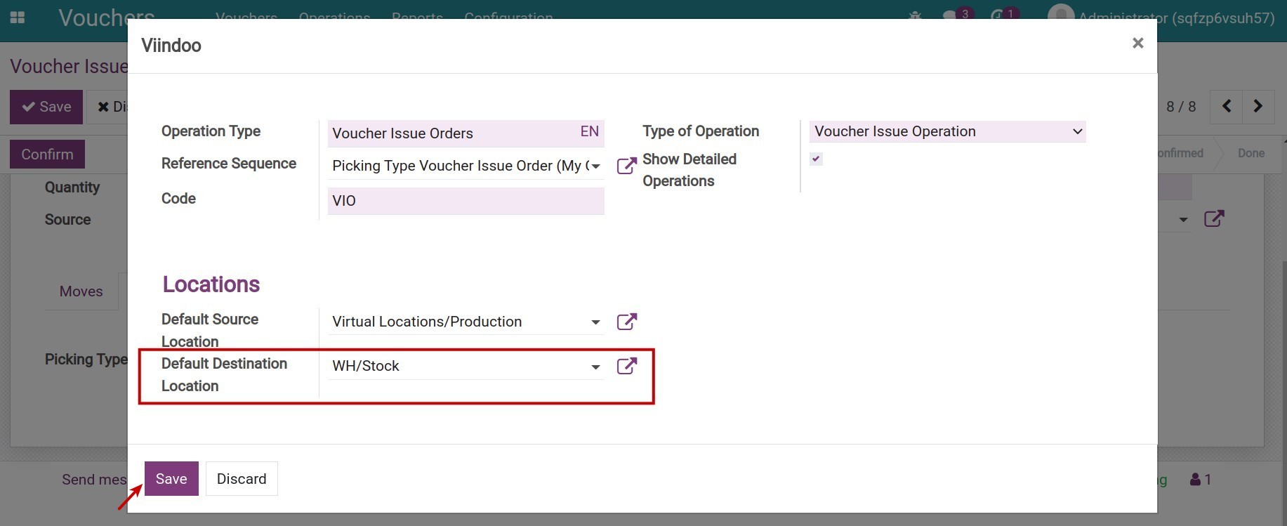 Default Destination Location