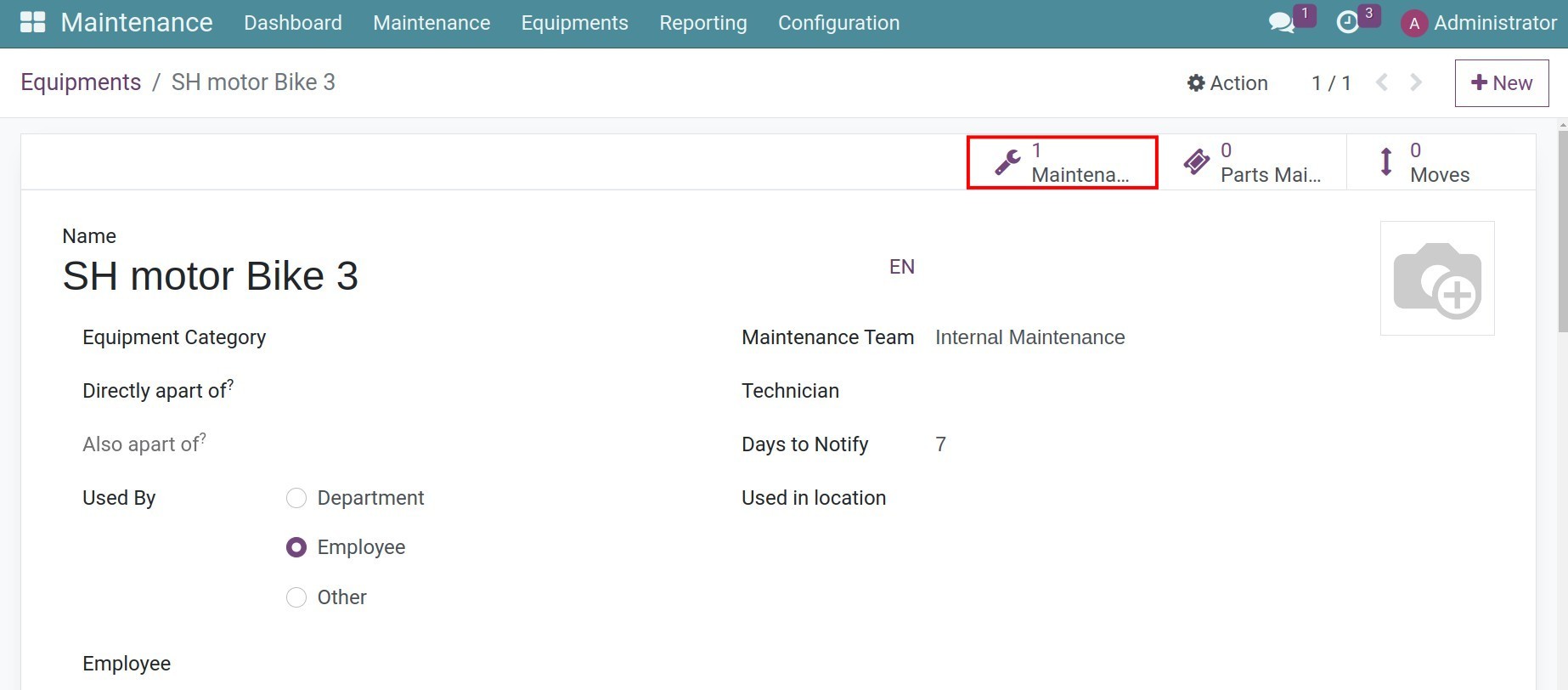 Set up maintenance By Working hours