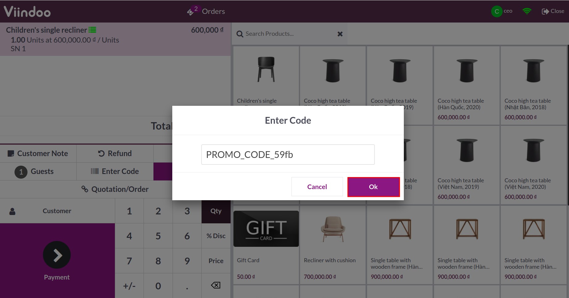 enter promo code