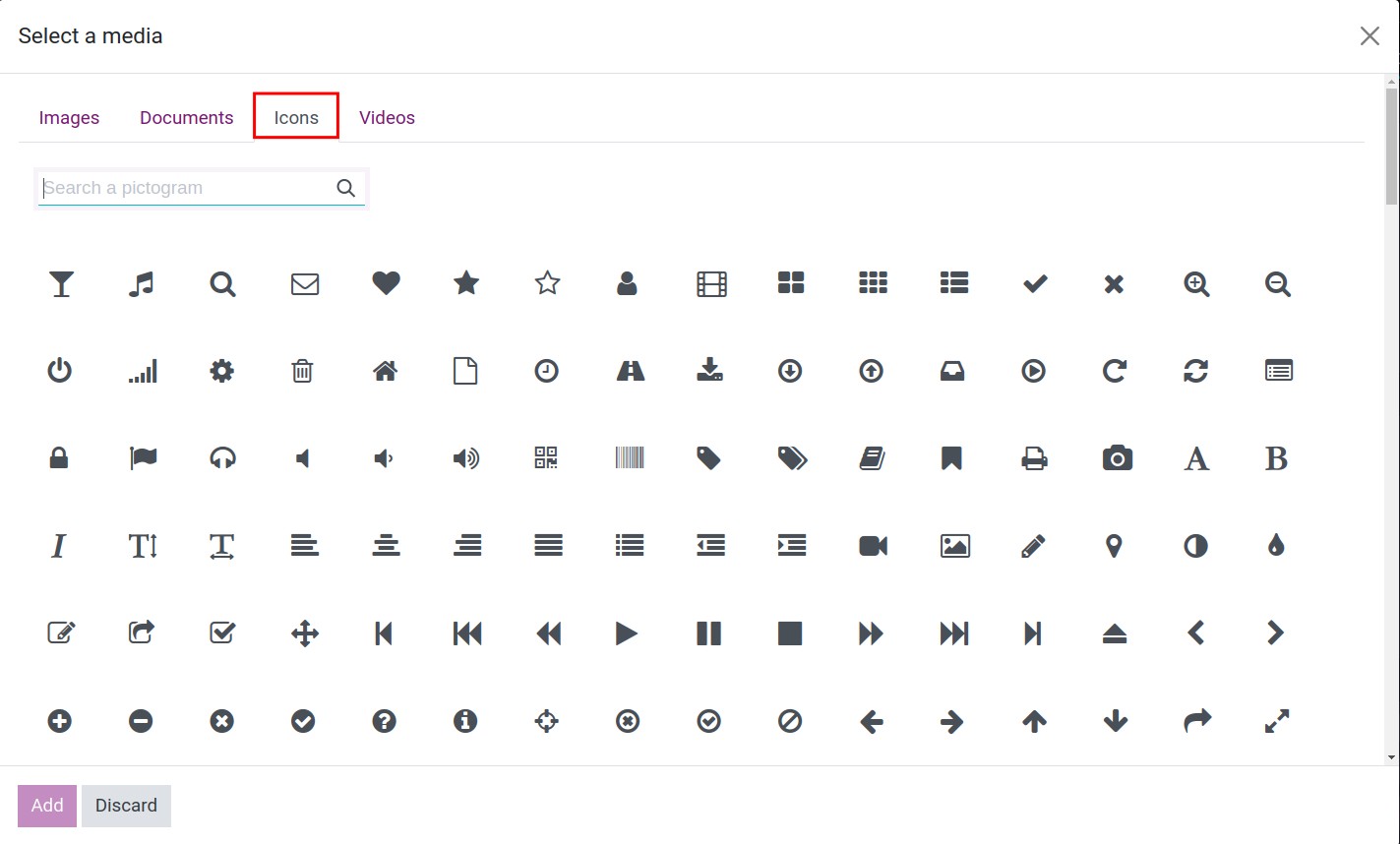 Add icons to pages