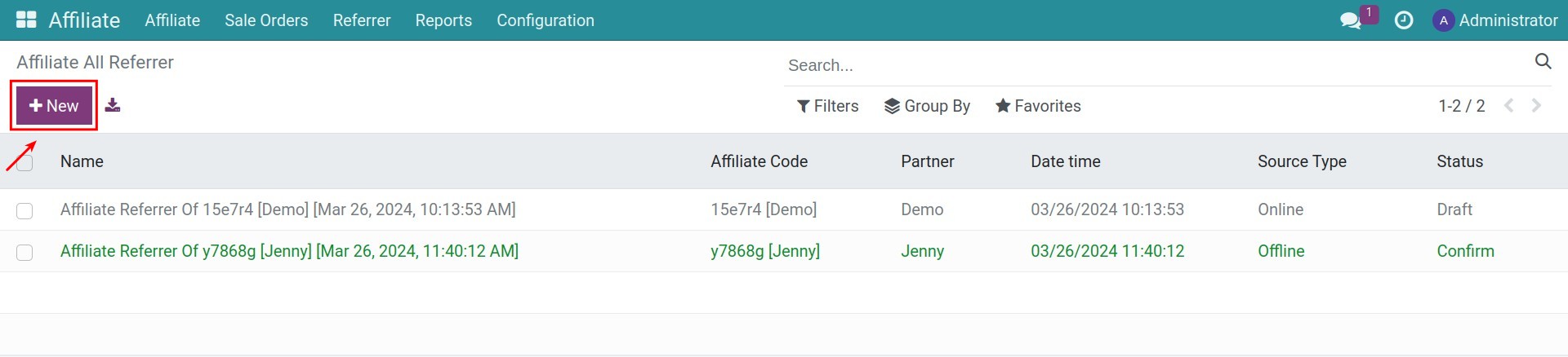 Create a new Offline Referral