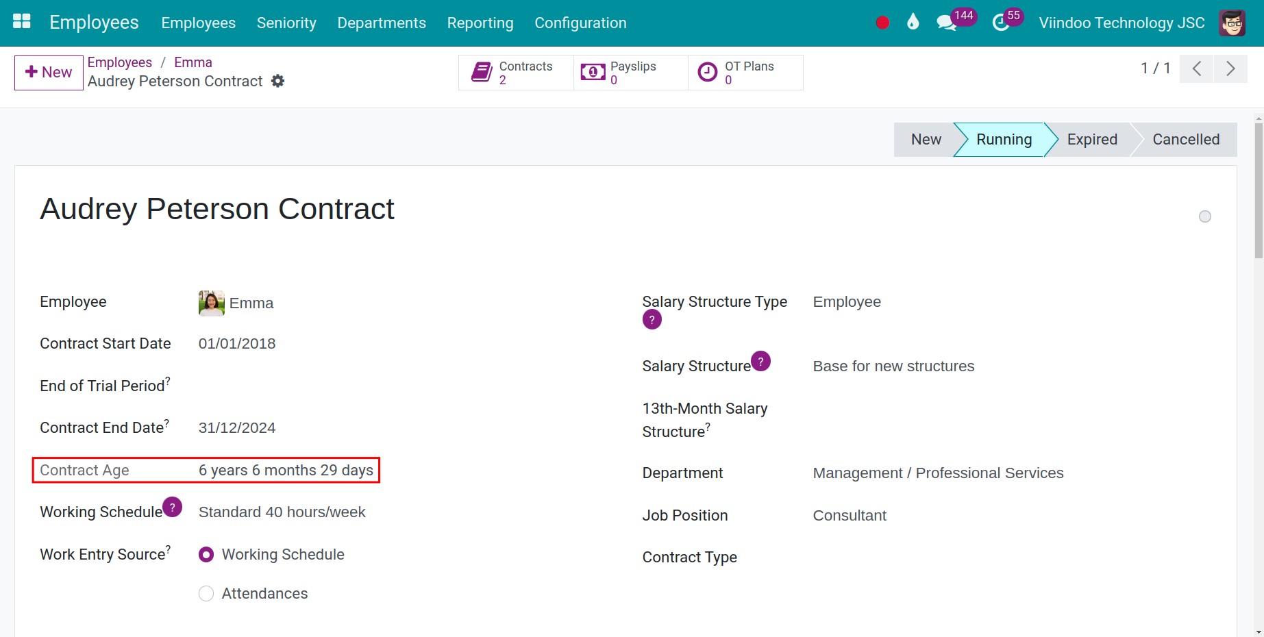 Viindoo Labor contract years