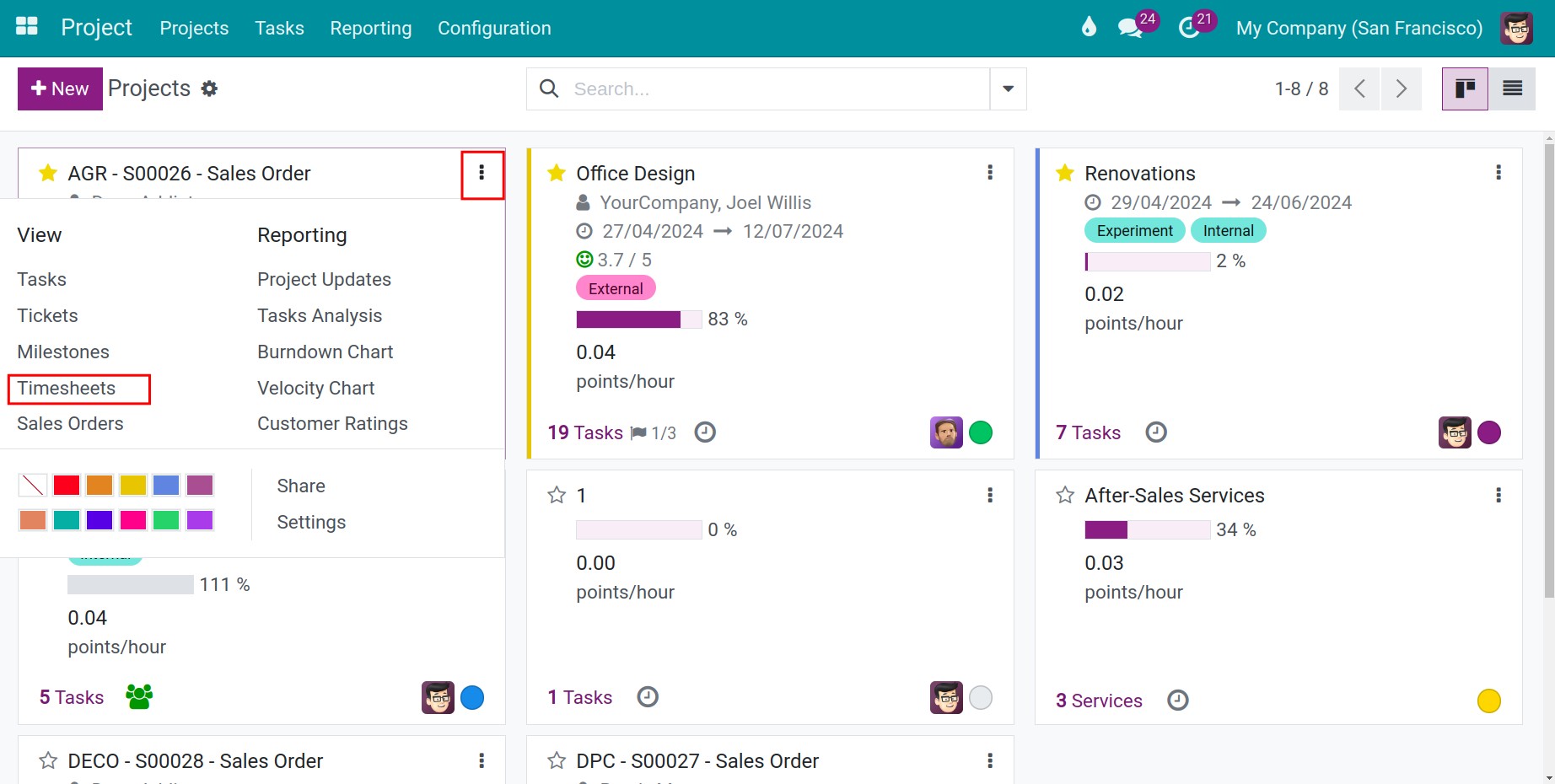 Timesheets button