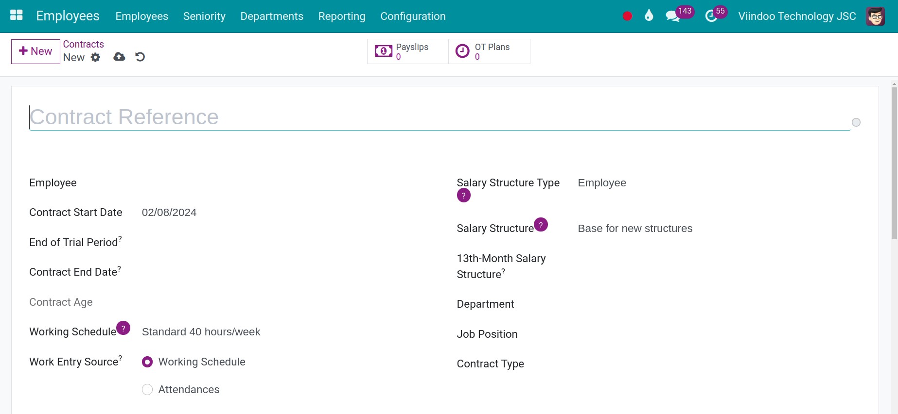 Renew a labor contract in Viindoo software