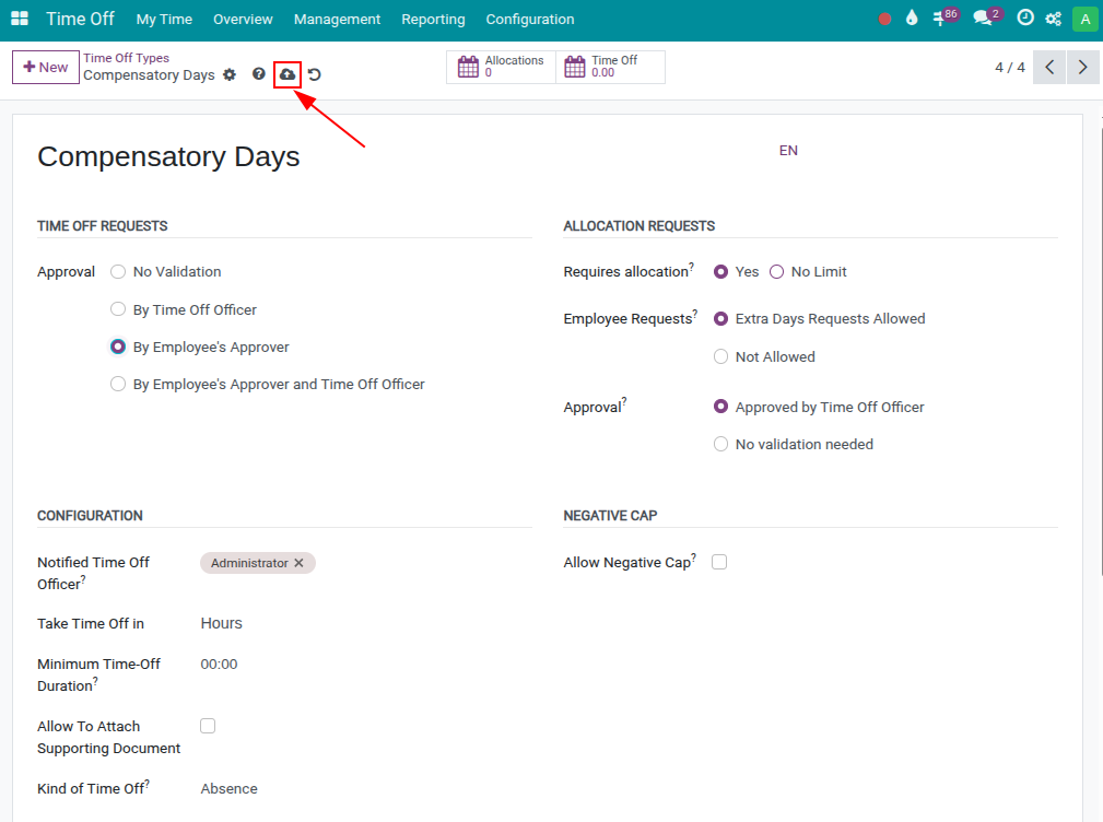 Save compensatory time off type