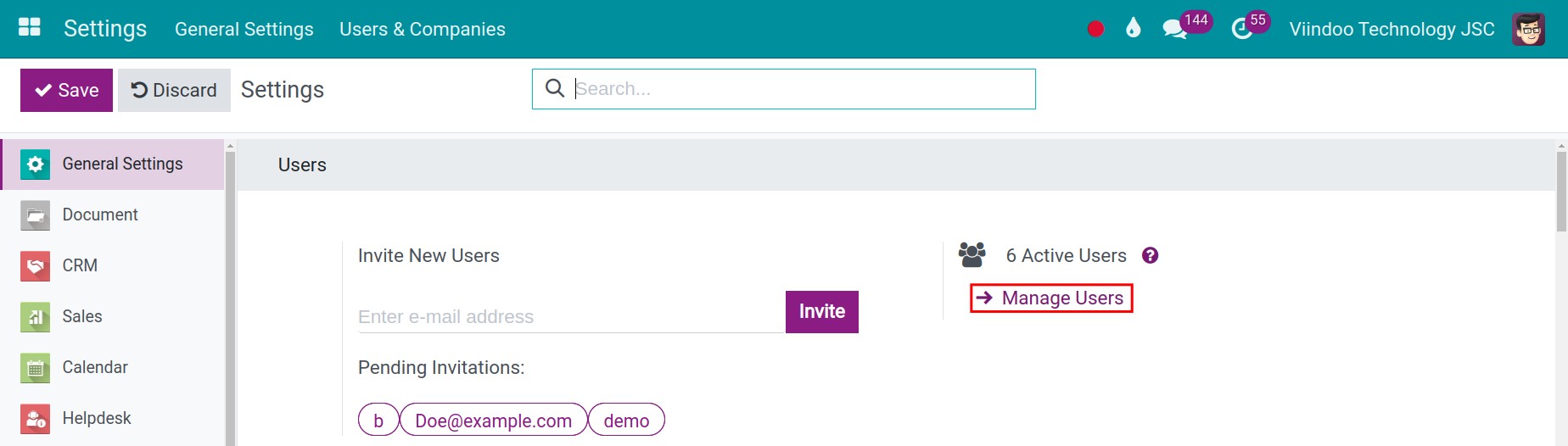 Viindoo Users Management
