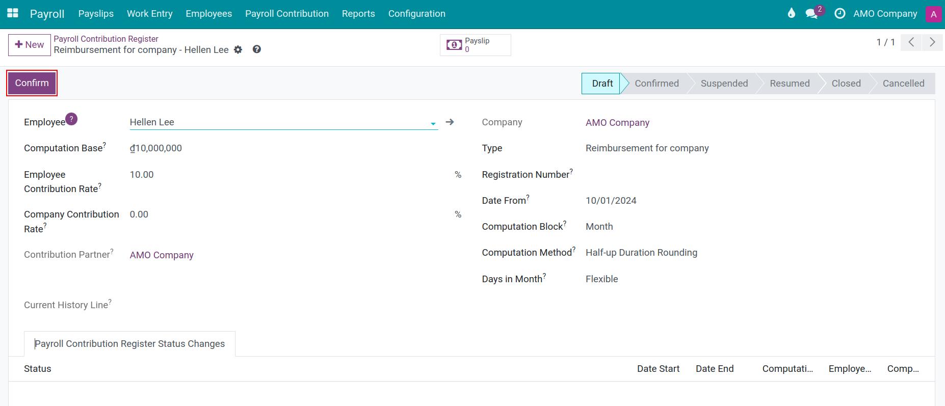Payroll Contribution Register Details