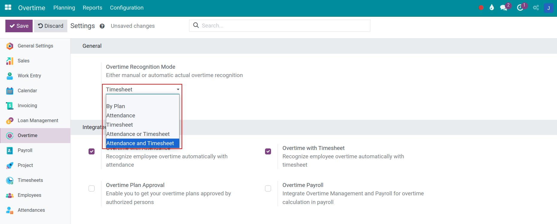 Enable Overtime Timesheet and Overtime Attendance