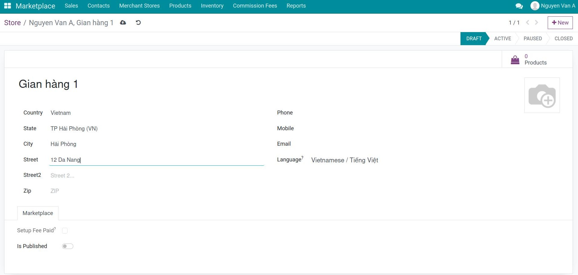Create new store in Viindoo Marketplace