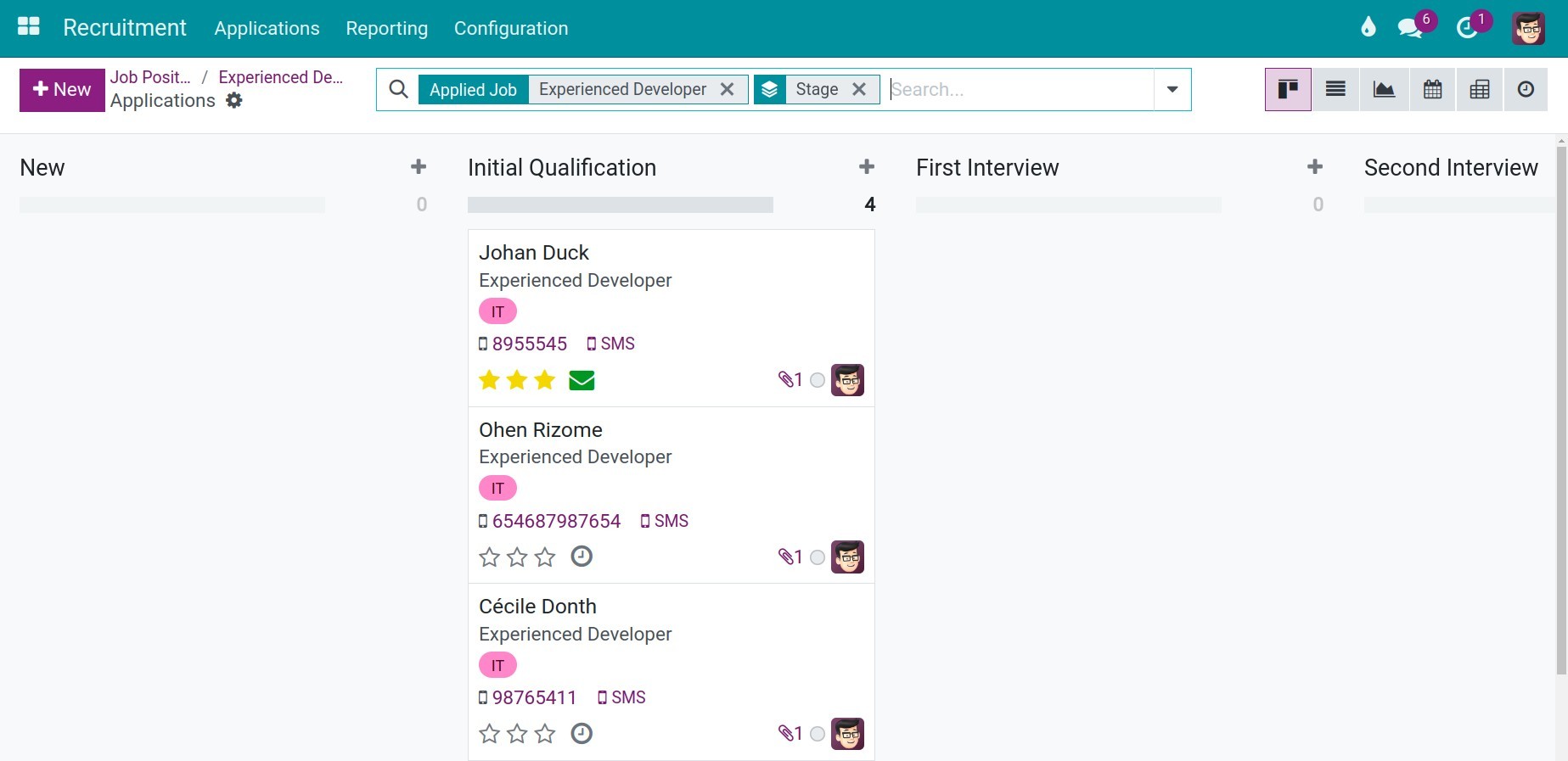 Applications list on Viindoo's view