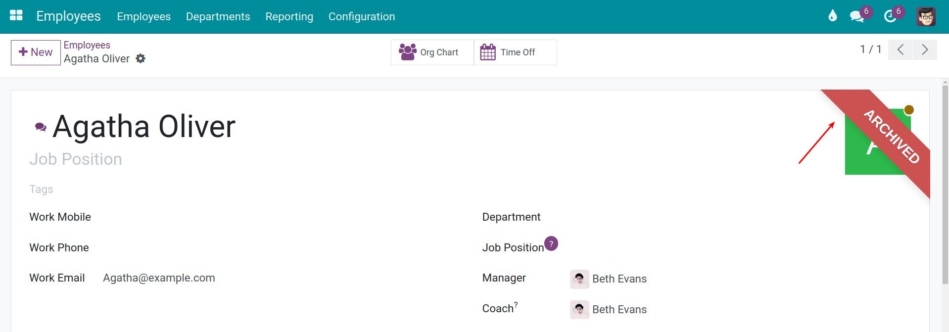 The archived employee record