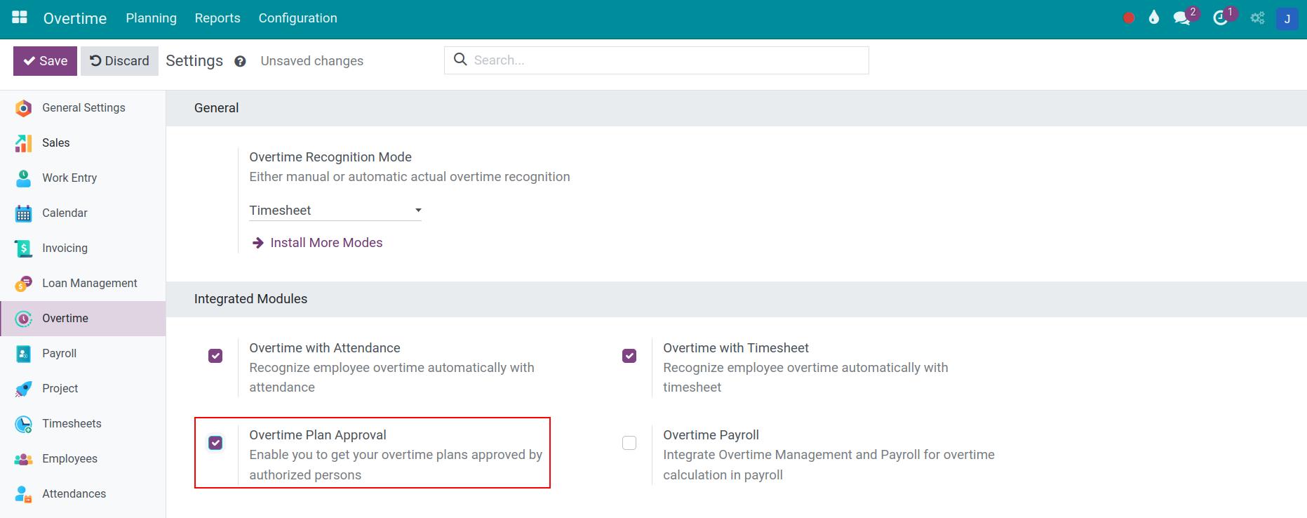 Overtime plan approval
