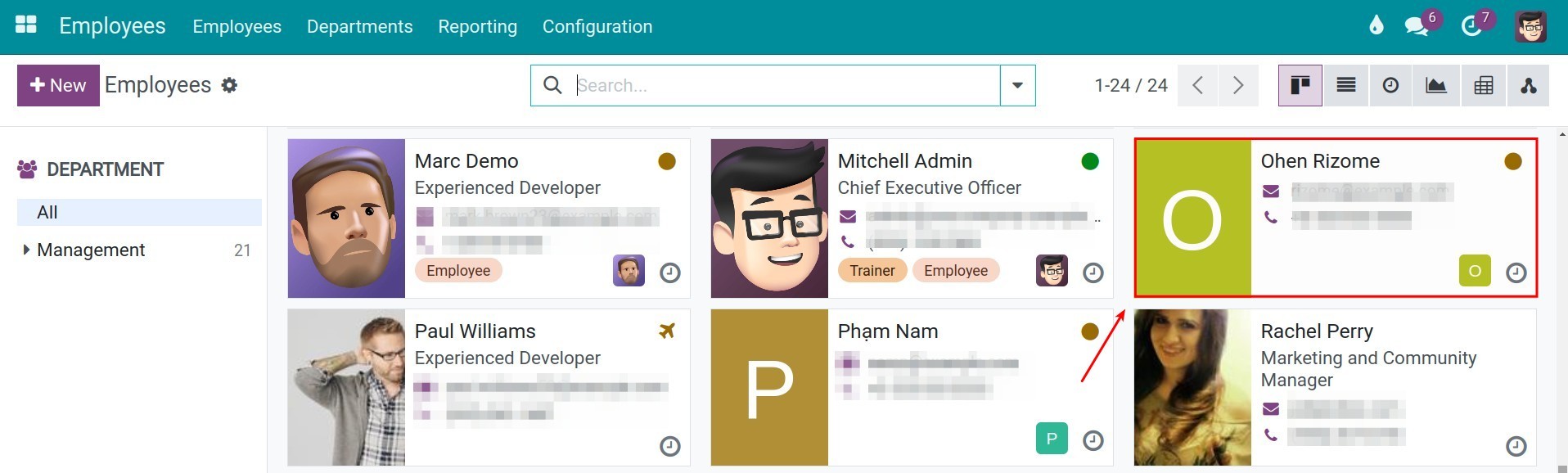 Create employee from the Viindoo Employees list