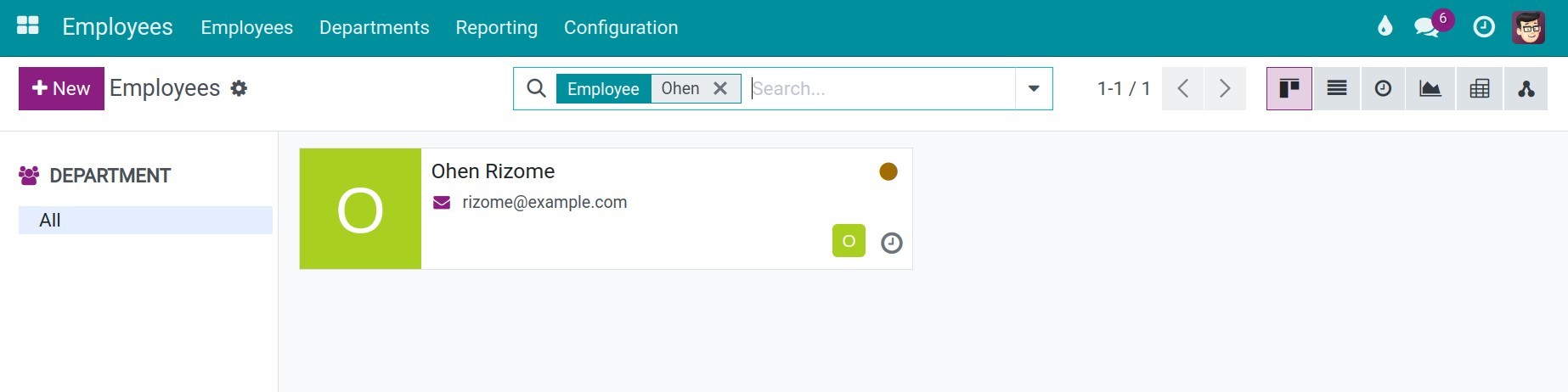 Employee is created on the Viindoo Employees module