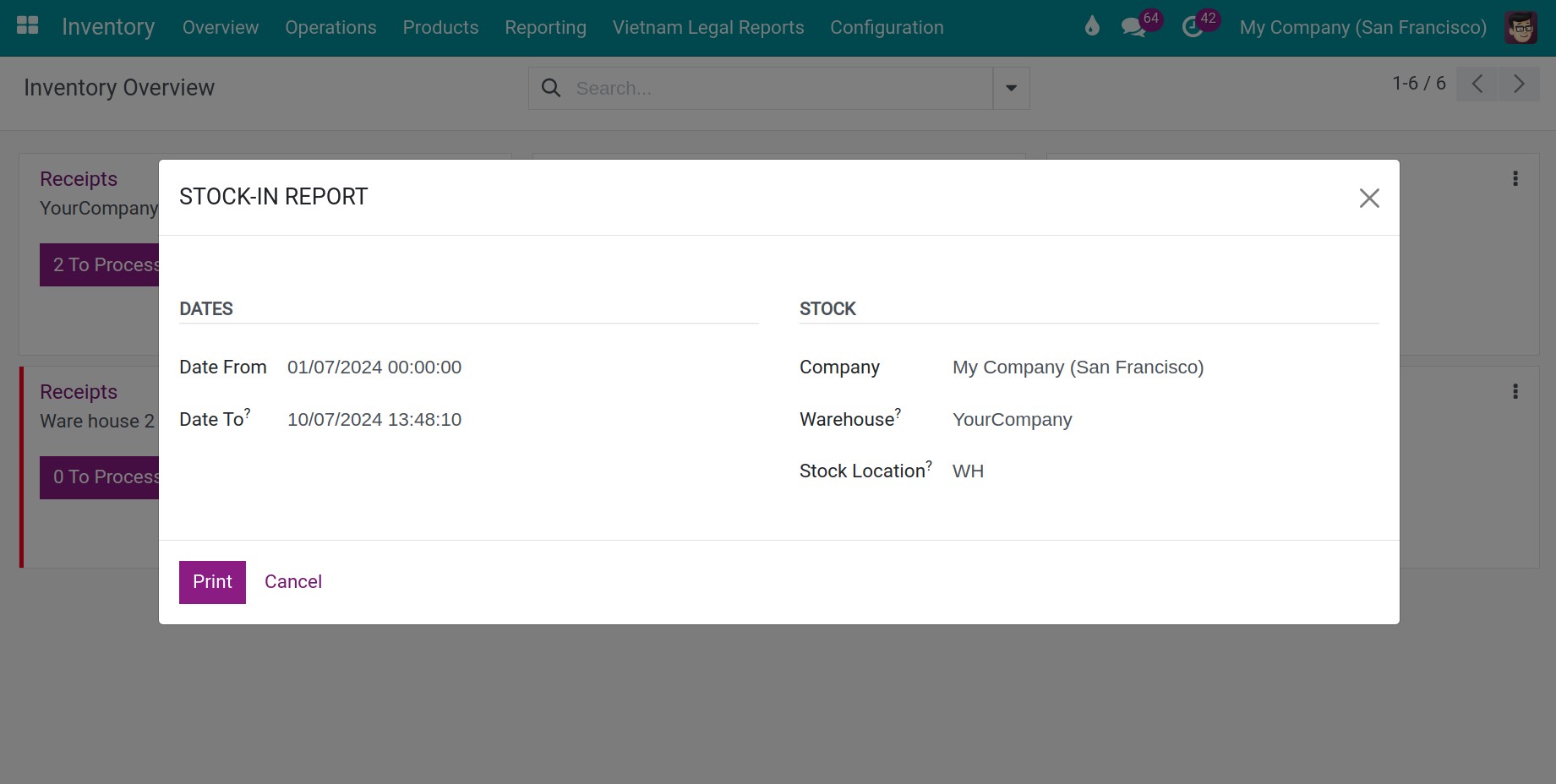 Fill in the Stock-In Report information