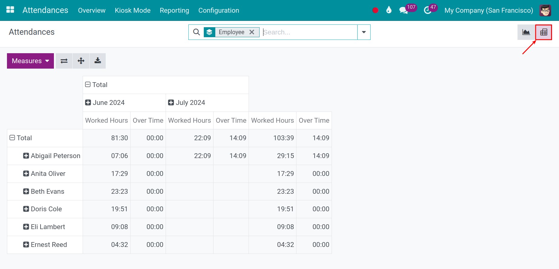 View the Pivot report