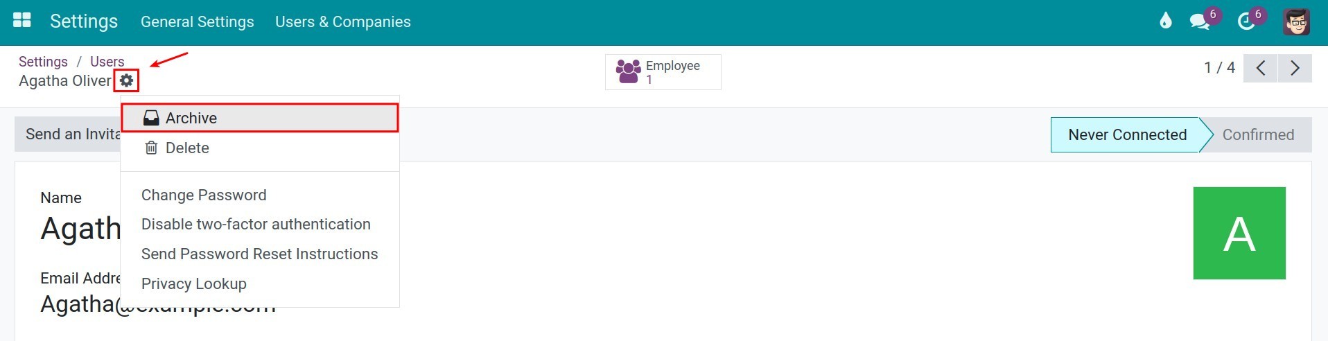 Archive the User account