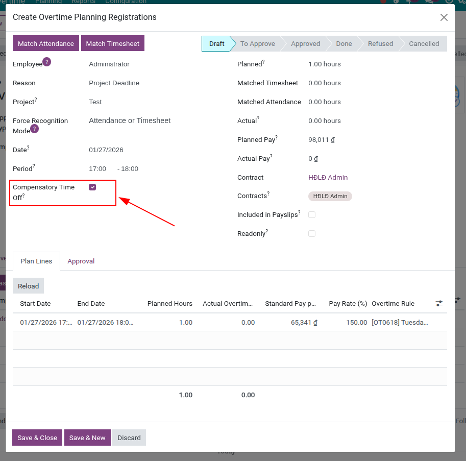 Create an Overtime Request