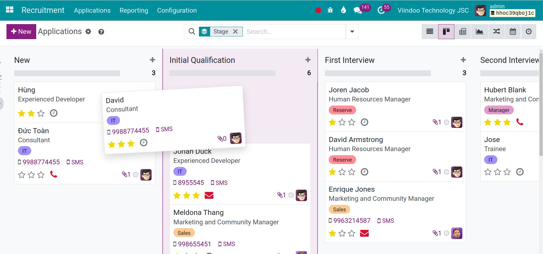 Move the application stage