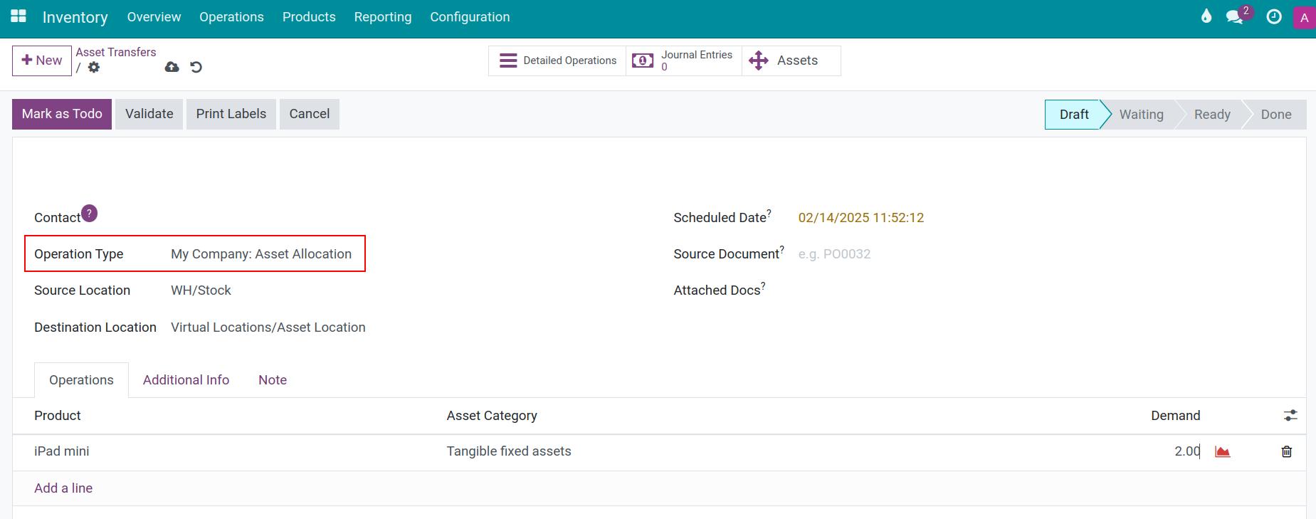 Asset allocation in Viindoo