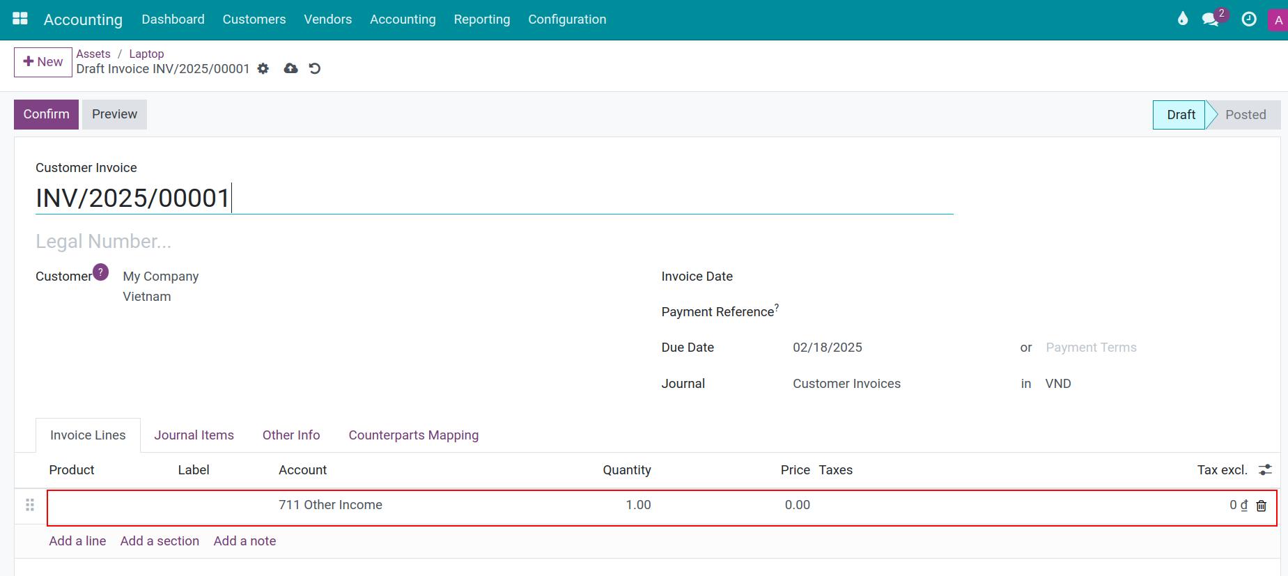 Sell invoice