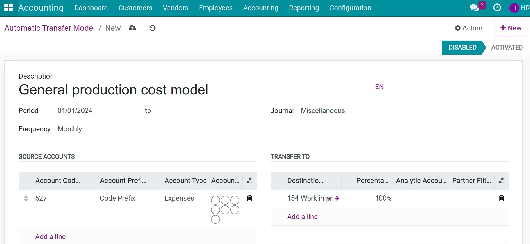 Details automatic transfer models in Viindoo