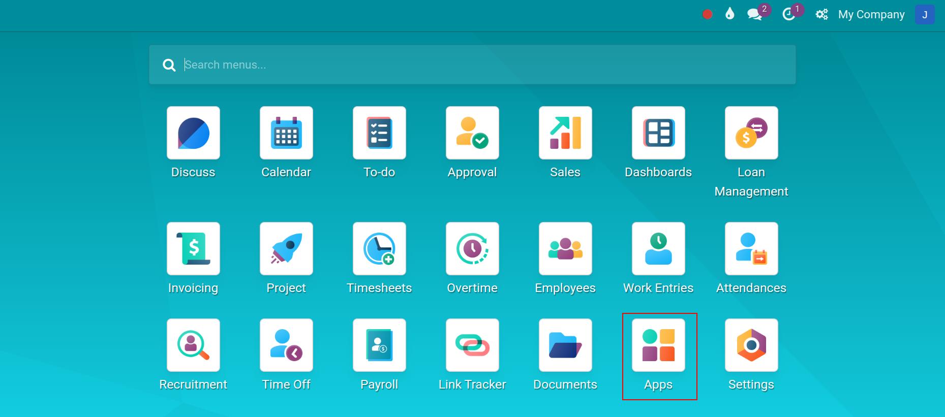 Interface of application list
