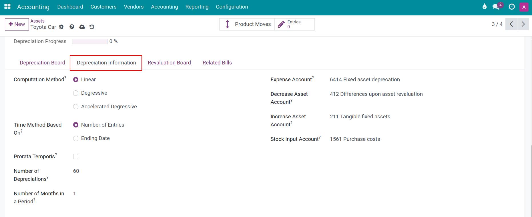 Assets view in Draft status in Viindoo.