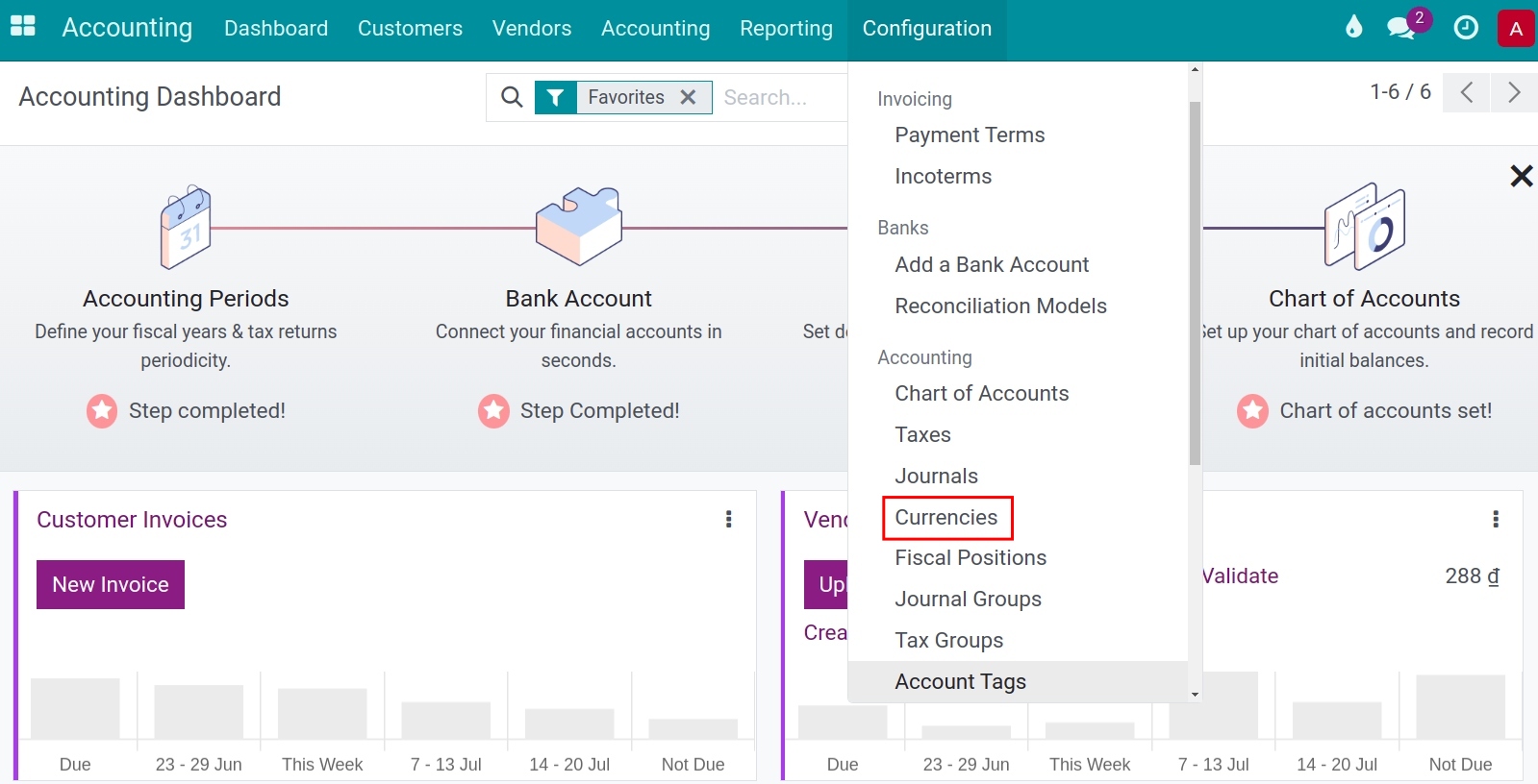 Activate other currencies in Viindoo