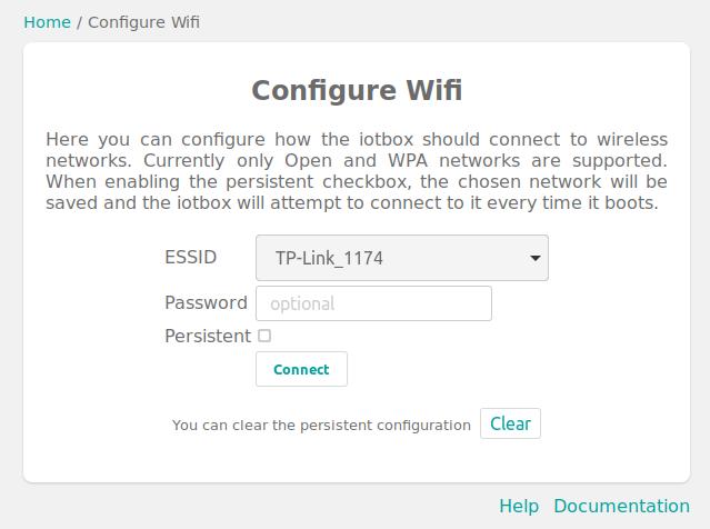 Log in to the Wi-Fi network of the IoT box.