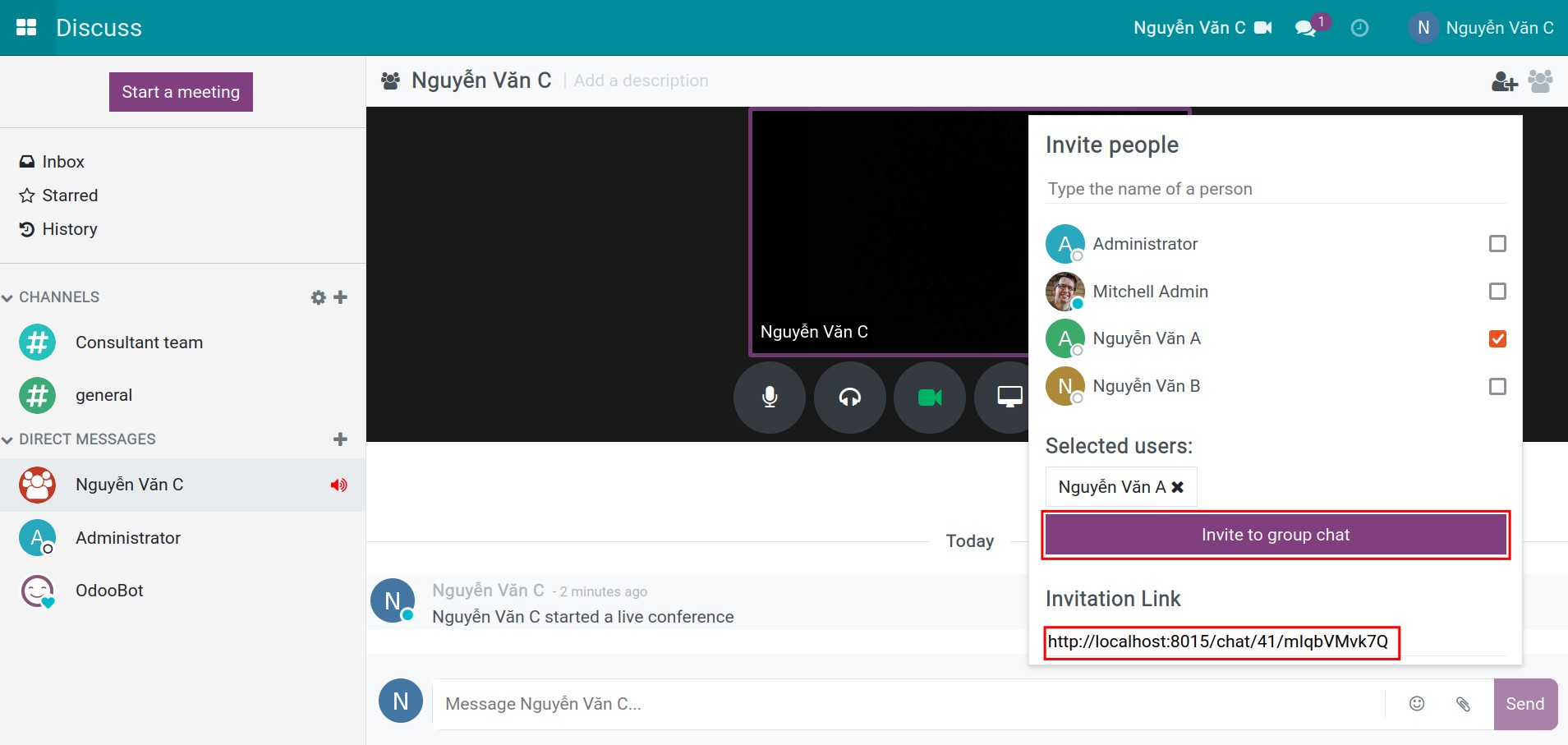 Add people to the online meeting