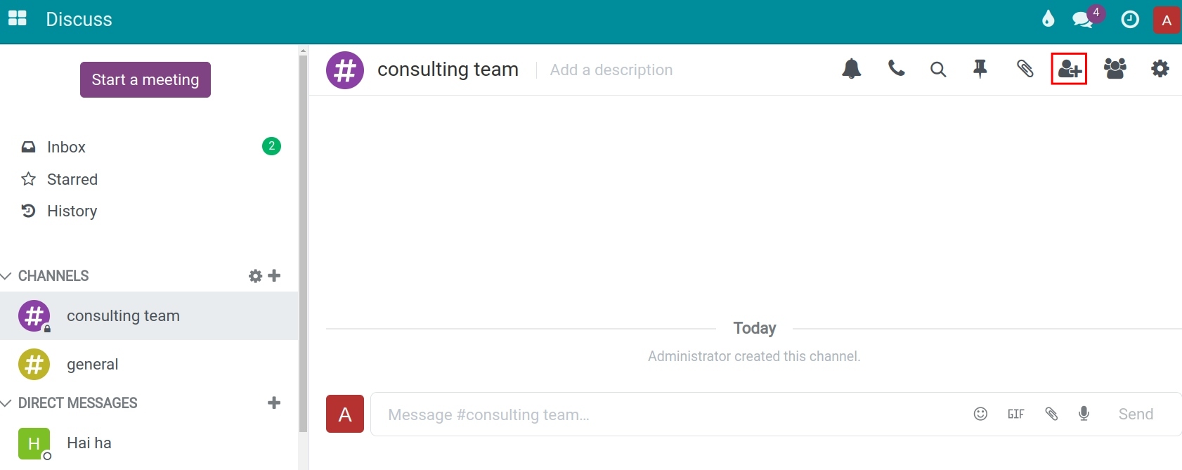 Invite to discuss channels