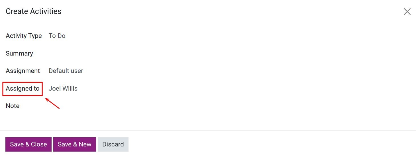 Choose activity type