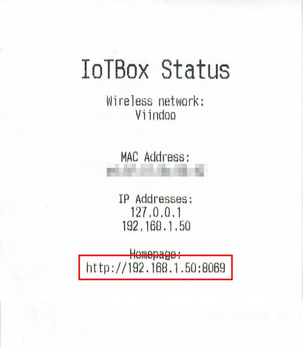 The address of the IoT box is printed from the thermal printer