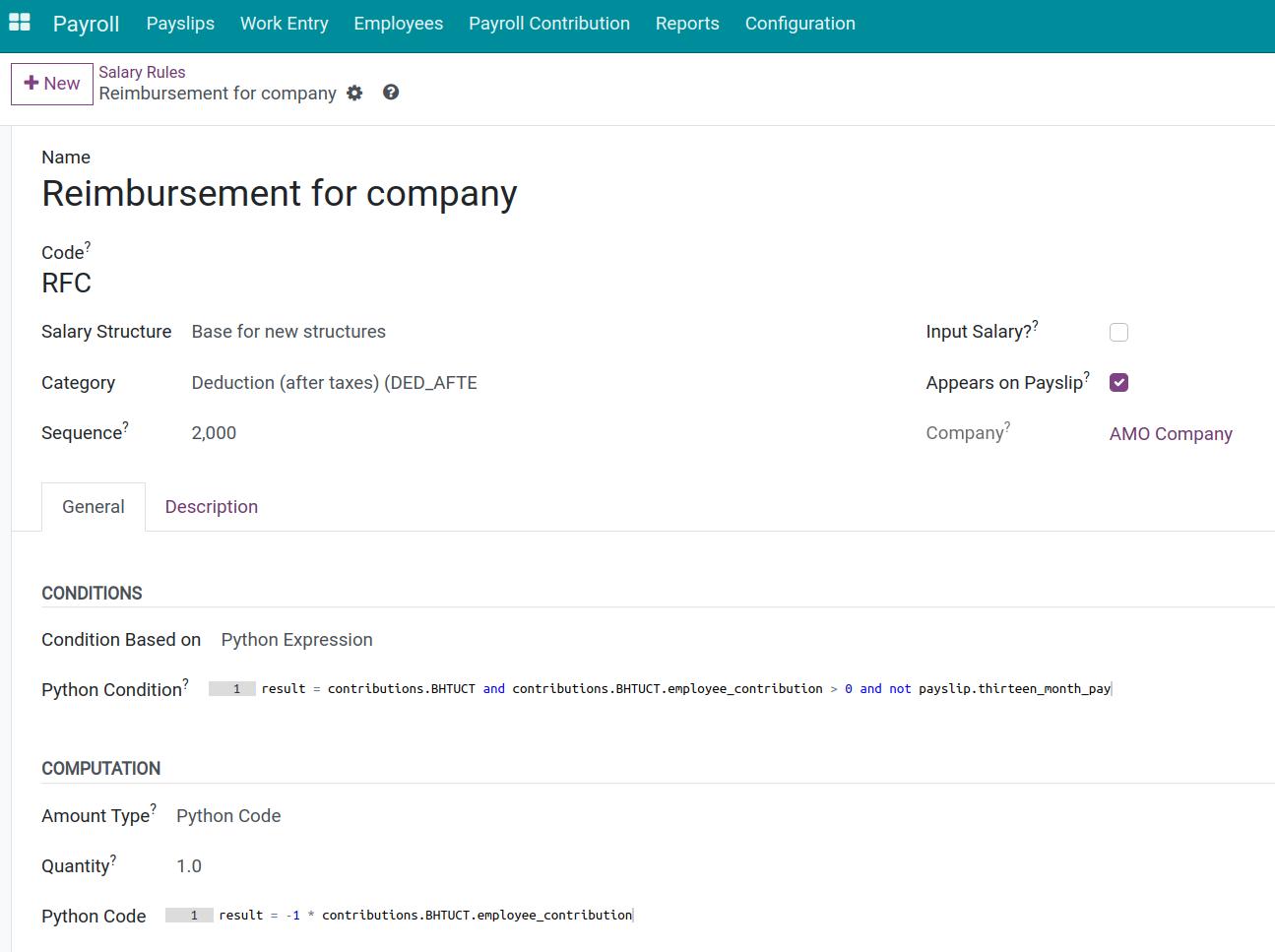 Salary rules for the contribution