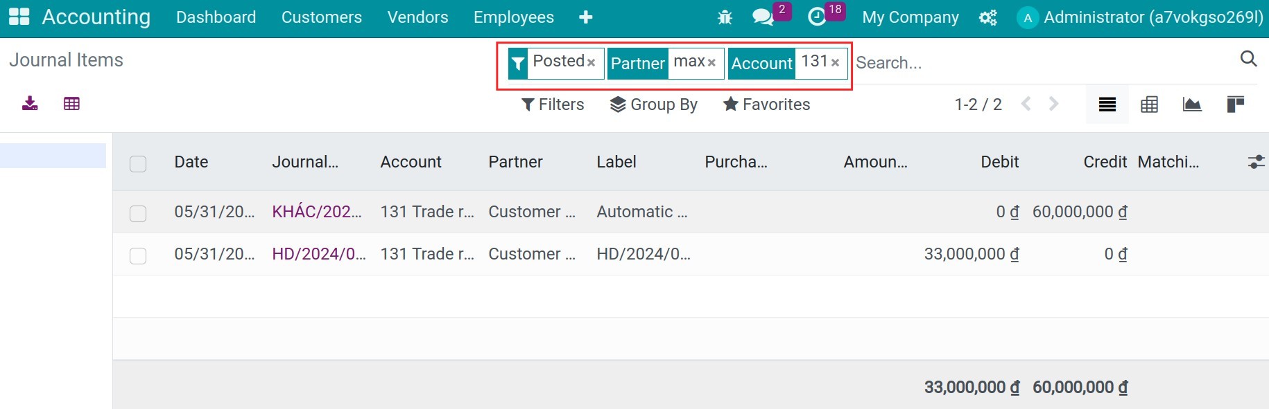 Reconcile destination account - Viindoo Accounting