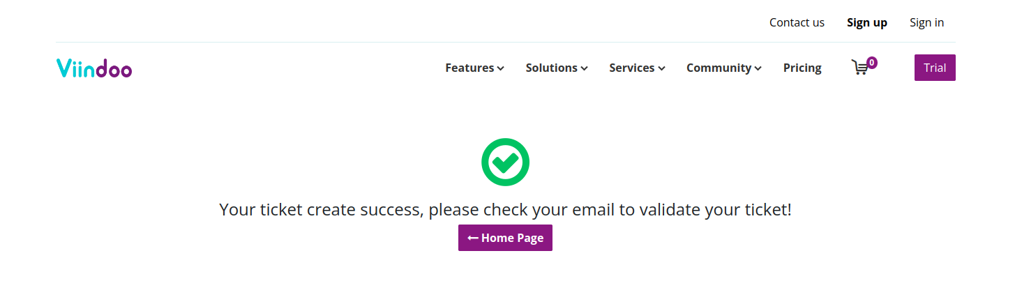 ticket was created successfully